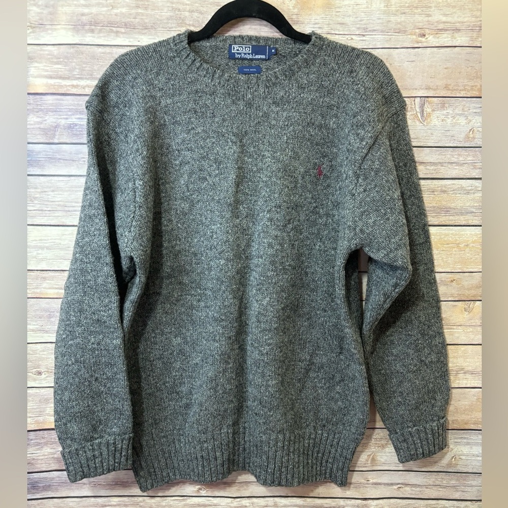Polo Ralph Lauren Wool Sweater Mens Large Gray Excellent Condition